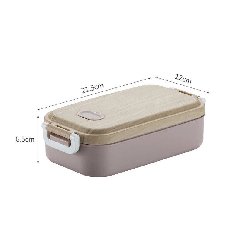 Single Layer Pink 2 слоя Ланч-бокс Bento box дерево нержавеющая сталь контейнер для хранения еды для детей Ланчбокс портативный - Цвет: Single Layer Pink
