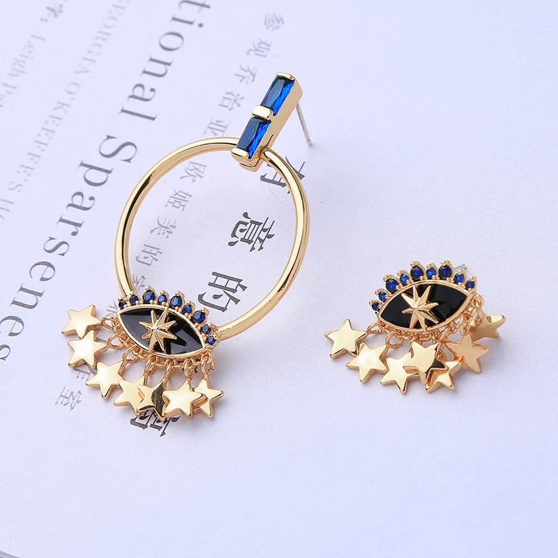 Hyperbole модные ювелирные изделия асимметричные серьги с кисточками в виде сглаза