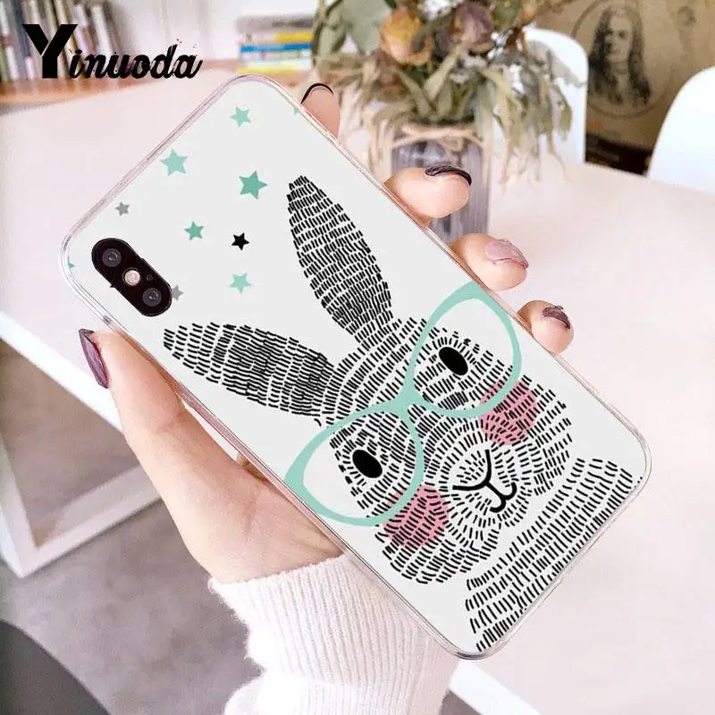 Yinuoda для iPhone 7 6 X чехол Кролик на Луне Прозрачный чехол для телефона чехол для iPhone 8 7 6S Plus X 5 5S SE XR XS XSMAX