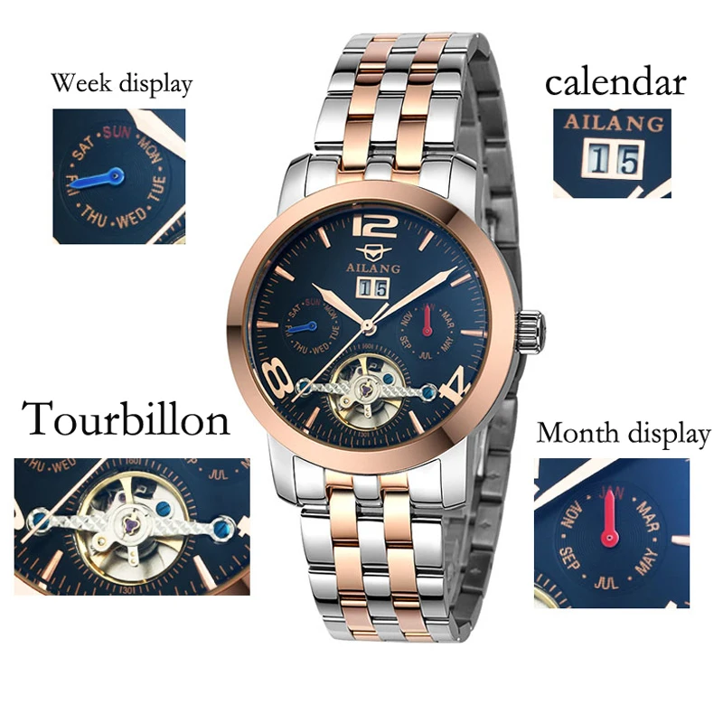 AILANG новинка мужские часы настоящий роскошный бренд самый большой полностью