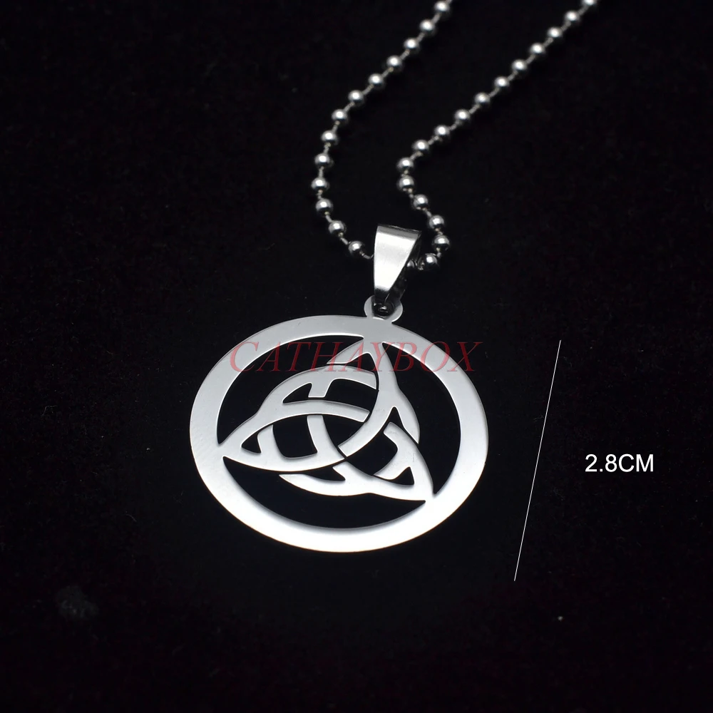 Ожерелье с круглой подвеской Троицы из нержавеющей стали длина 60 см 02 | Украшения