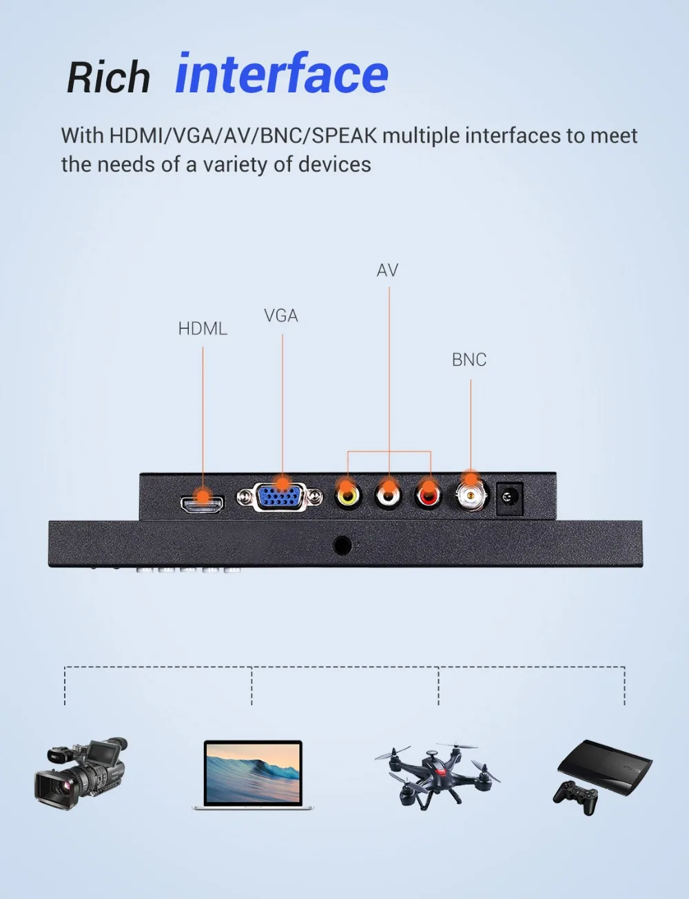 EYOYO EM08G 8 дюймов 1280*720 ips HDMI монитор разрешение Поддержка VGA/AV/BNC/Говорящий вход для ПК ТВ система видеонаблюдения камера безопасности Raspberry