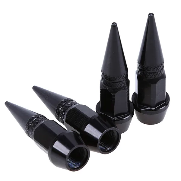 Black Posbay 4 шт. Авто пневматические шины колпачки клапанов алюминиевые колеса колпачки вентиля шины фиолетовый/серебристый/черный/красный/Золотой/синий ствол Герметичная крышка - Цвет: Black
