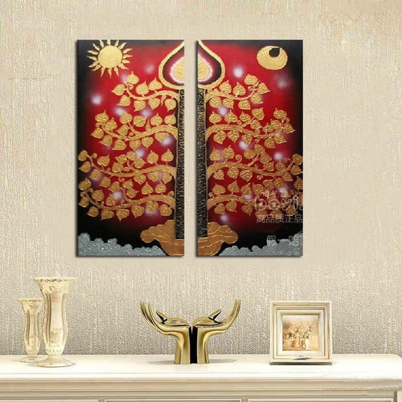 Современная Абстрактная модная картина маслом на холсте солнце и луна bodhi Дерево