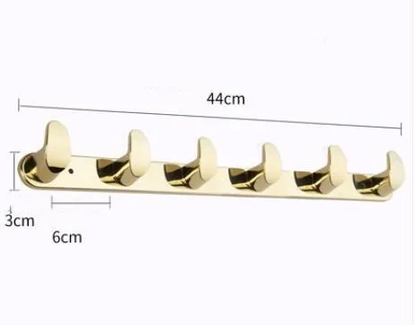 gold 6 hooks Ванная комната полированный золотой/черный/хром крючок для халата крючок для полотенец настенное крепление квадратное полотенце халат пальто шляпа дверная вешалка - Цвет: gold 6 hooks
