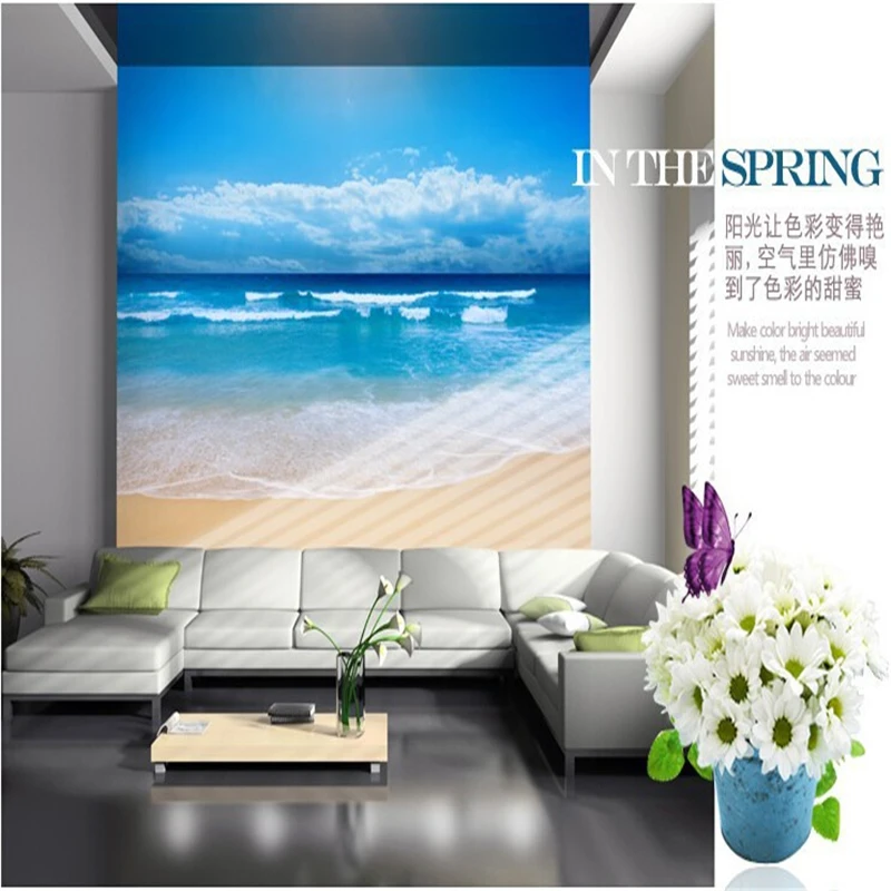 3d фотообои beibehang европейские шелковые тканевые обои для спальни океана неба