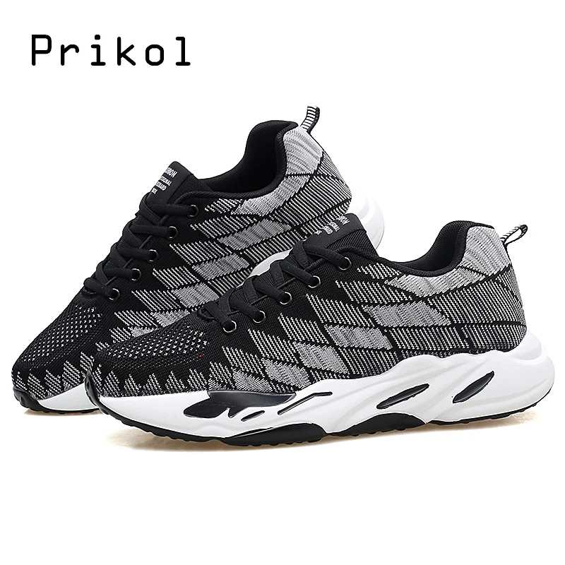 Prikol бренд Для мужчин спортивные Обувь Мода Бег легкий спортивный Fly Knit Спортивная