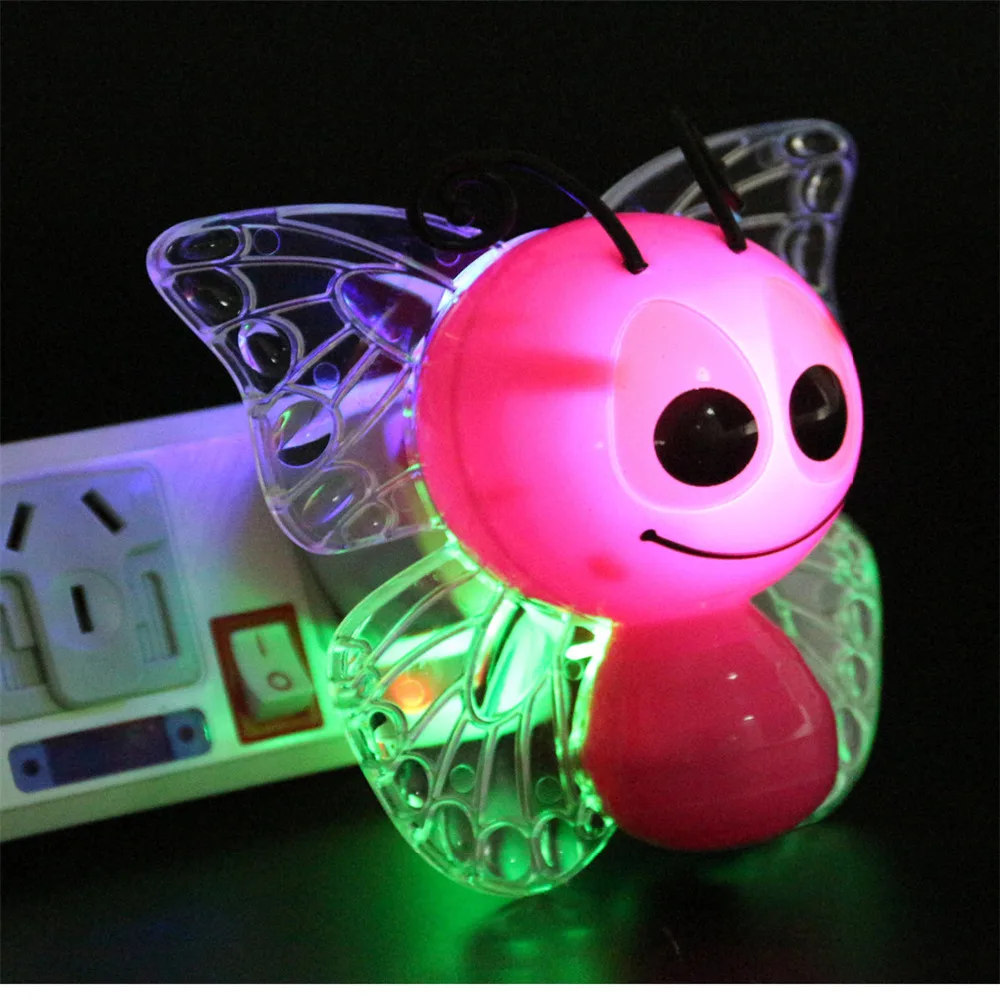 СВЕТОДИОДНЫЙ цветной настенный ночник украшение RGB LED маленькая Пчелка и бабочка