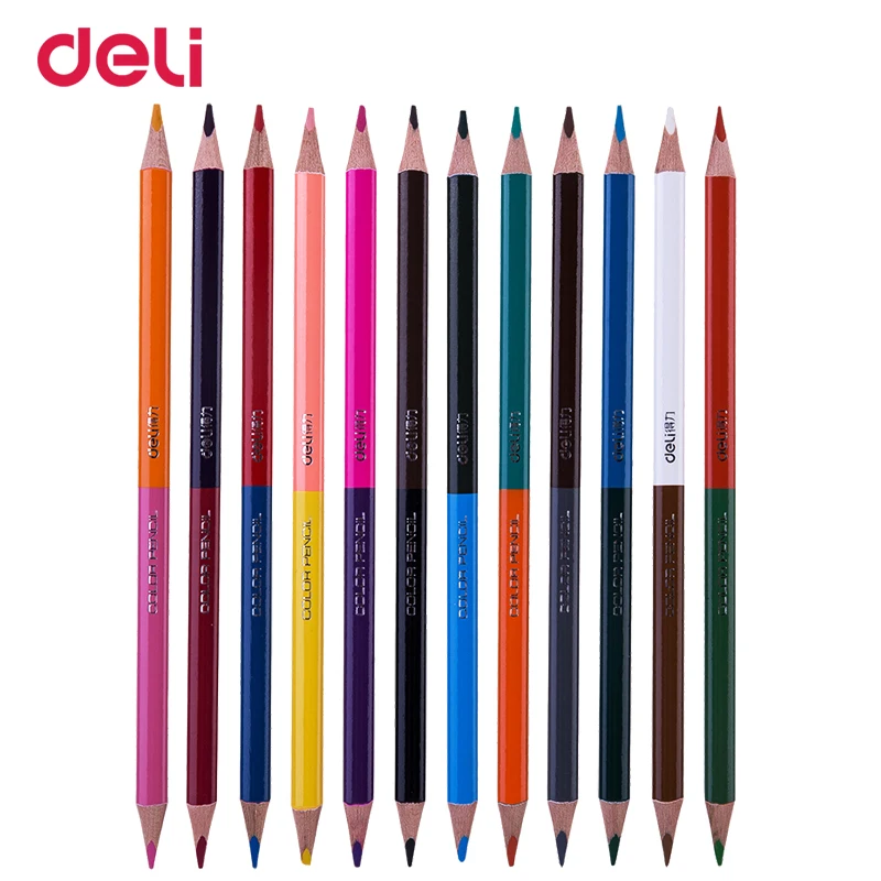 Deli креативные 12/24 цветов Профессиональные цветные карандаши с двойной головкой