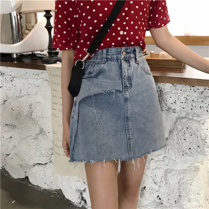 Новая джинсовая юбка Все в одном 2019|Женские юбки| |