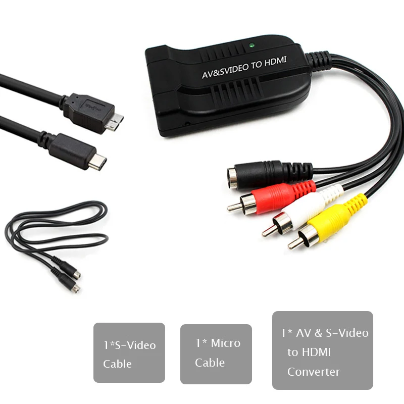 with micro svideo RCA S-Video к HDMI видео адаптер конвертер с USB кабель для HDTV DVD s видео к hdmi кабель rca/av к hdmi - Цвет: with micro svideo