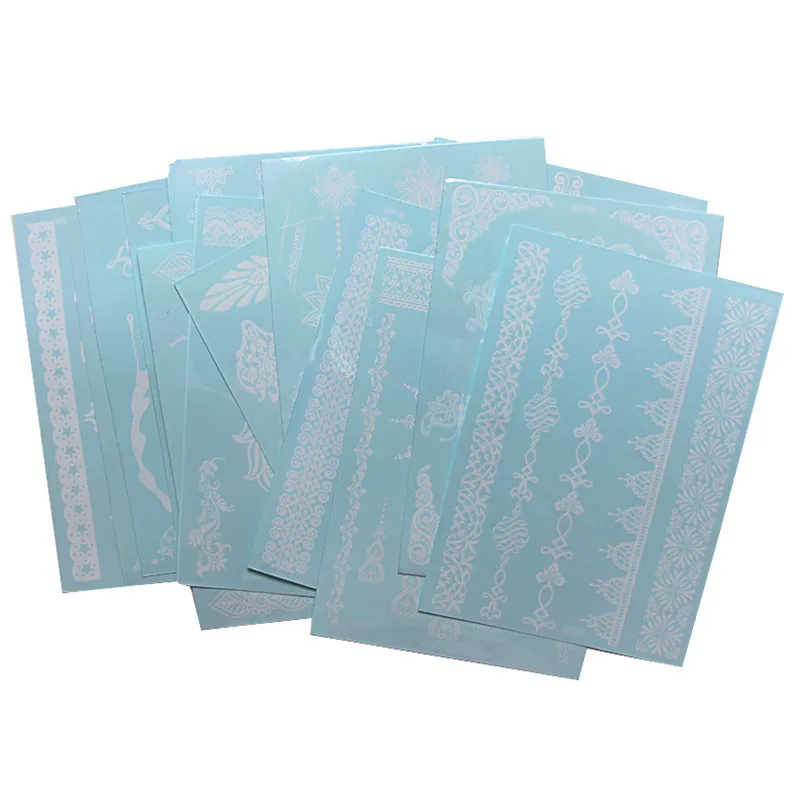 Распродажа Водонепроницаемый Временные татуировки Наклейки Henna белый Кружево