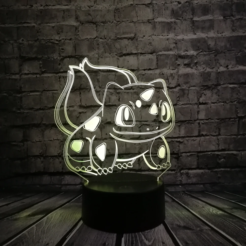 Семена животных лягушки 3D мультфильм USB лампа Pokeball Покемон Бульбазавр Go игра светодиодный ночник визуальная Иллюзия стол праздник Малыш игрушка