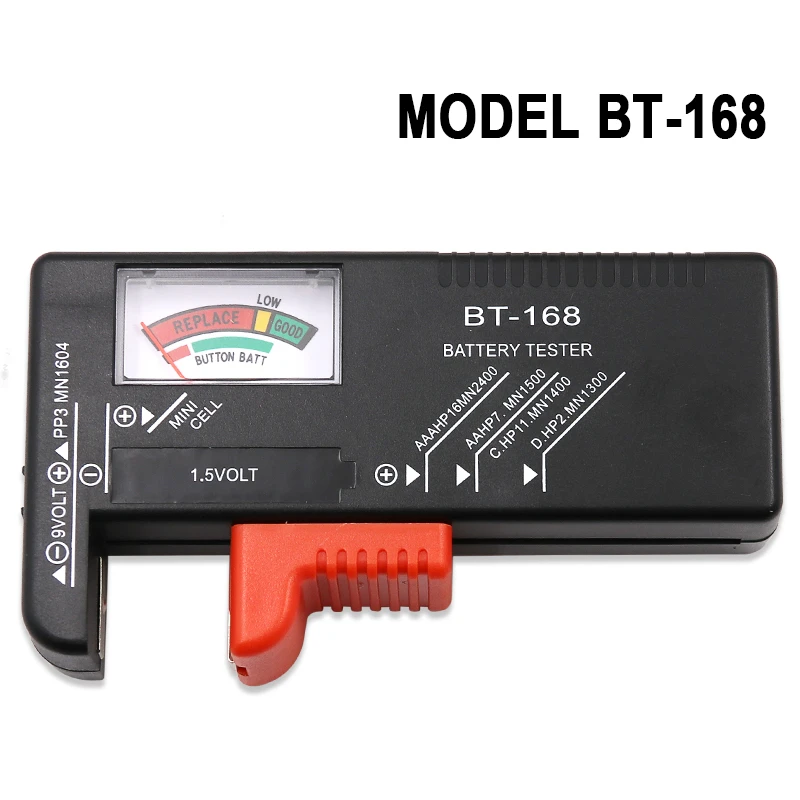 BT-168 батарейки AA/AAA/C/D/9 В/1,5 в, универсальный кнопочный элемент батареи, цветной кодовый измеритель, указывающий тестер напряжения, проверка питания BT168