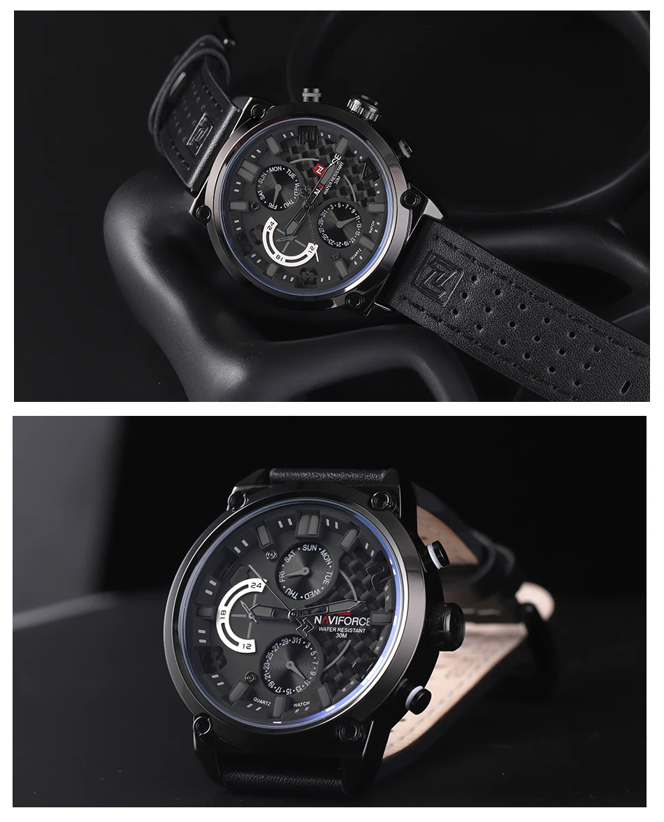 Новинка NAVIFORCE мужские модные роскошные часы мужские из натуральной кожи кварцевые наручные часы мужские водонепроницаемые военные часы Relogio Masculino