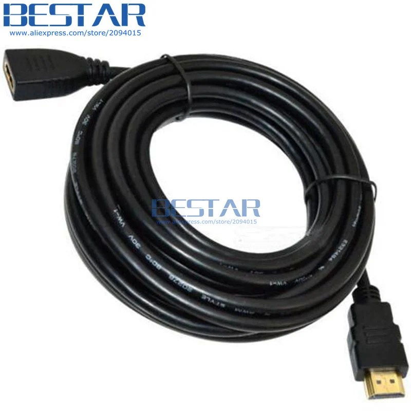 

(100pcs/lot) 5Ft 1.5m premium HDMI 1.4V male to female HD extension cable leads Gold Plated 1080P 3D for LCD TV, projector, DVD