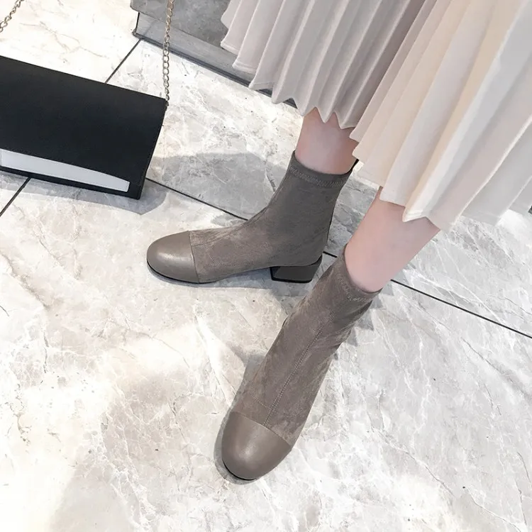 MLJUESE/женские мягкие ботильоны ботинки из коровьей кожи с круглым носком без