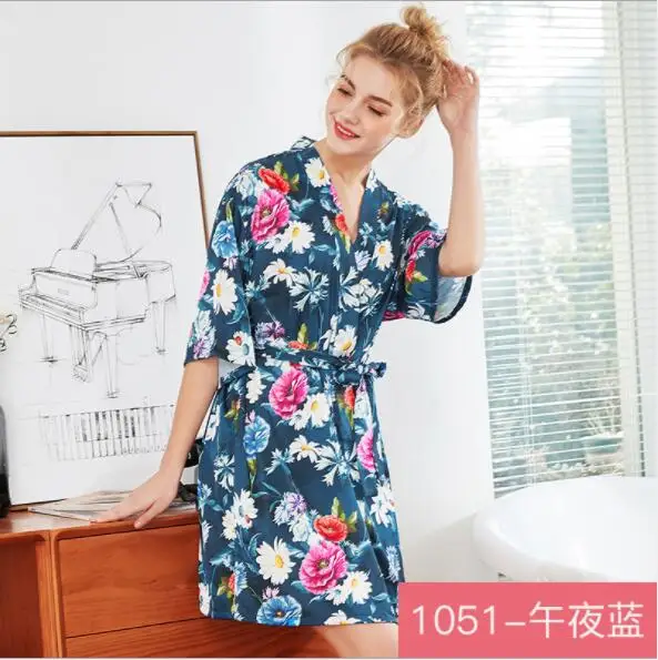 

Sexy Dressing Gown Summer 2019 New Womens Bathrobe Silk Robe Wedding Print Night Robe Women Sleepwear Plus Size M-XXL Fdfklak