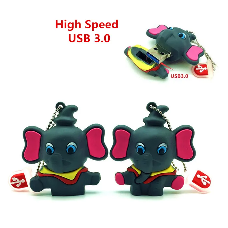 

High Speed usb 3.0 flash drive lovely elephant pendrive 4gb 8gb 16gb 32gb 64gb 128g pen drive stick memory U disk creative gift