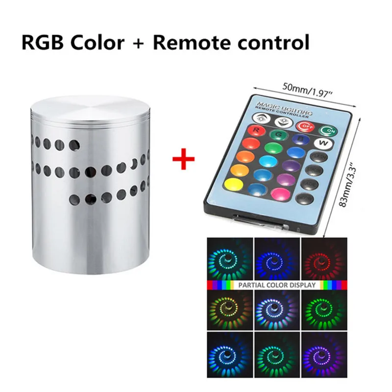 Настенный светильник светодиодный 7 цветов 3 Вт Rgb|Комнатные настенные LED -лампы| |