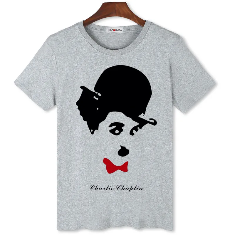 

bgtomato New Arrivals Fashion Chaplin style Men's T Shirt Boy Cool Tops Hipster Printed Summer T Shirt Men Tops Tees Fashion