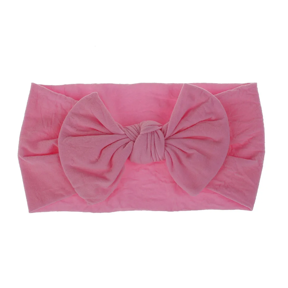 Pink Bow Новинка, мягкие нейлоновые повязки на голову, детский топ с бантом, эластичная повязка на голову, круглая повязка на голову, аксессуары для волос для новорожденных девочек - Цвет: Pink Bow