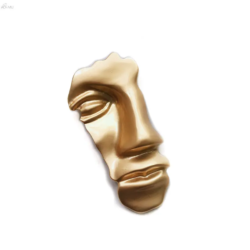 Женская Винтажная брошь AOMU в виде абстрактной маски лица металлическая золотого