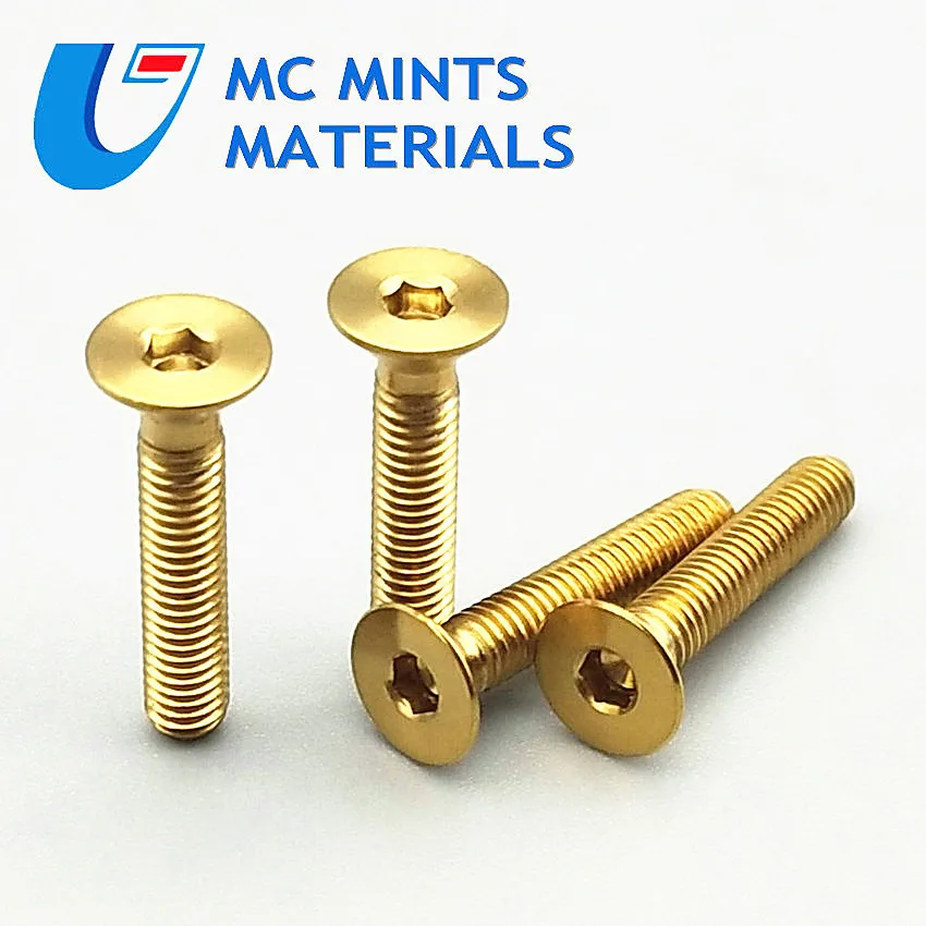 

Titanium Bolt M3 M4x6/8/10/15/20mm Ti Bolt Countersunk/Flat Head Ti/Gold Multicolor Ti Screws Ti Fasteners4/6pcs