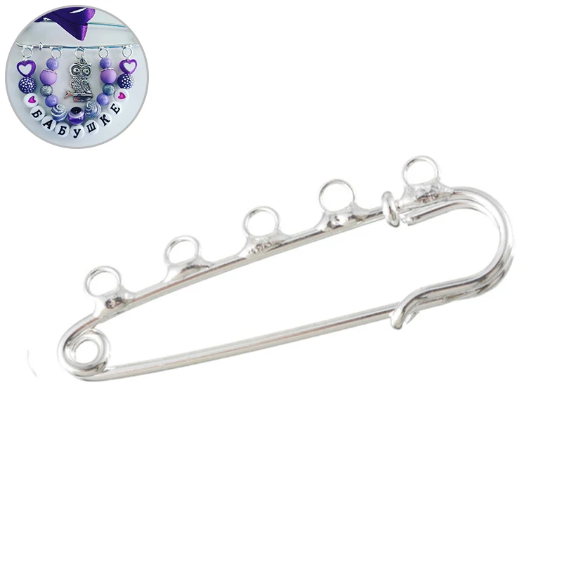 DoreenBeads Retail Silver color 5Holes Brooches Findings 7x2cm sold per pack of 20 |