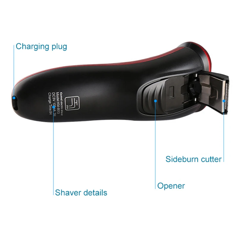 Kemei 3D Triple Floating Blade Heads Rechargeable Electric Shaver Men Shaving Machine Razors eard Trimmer Red Color | Бытовая техника