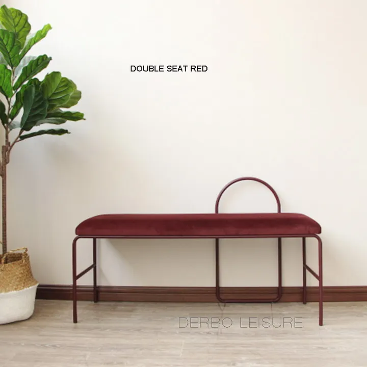 Double seat Red Современный классический Лофт дизайн металлическая бархатная ткань мягкий чехол низкая обувь изменение обеденный счетчик барный стул 1 шт - Цвет: Double seat Red