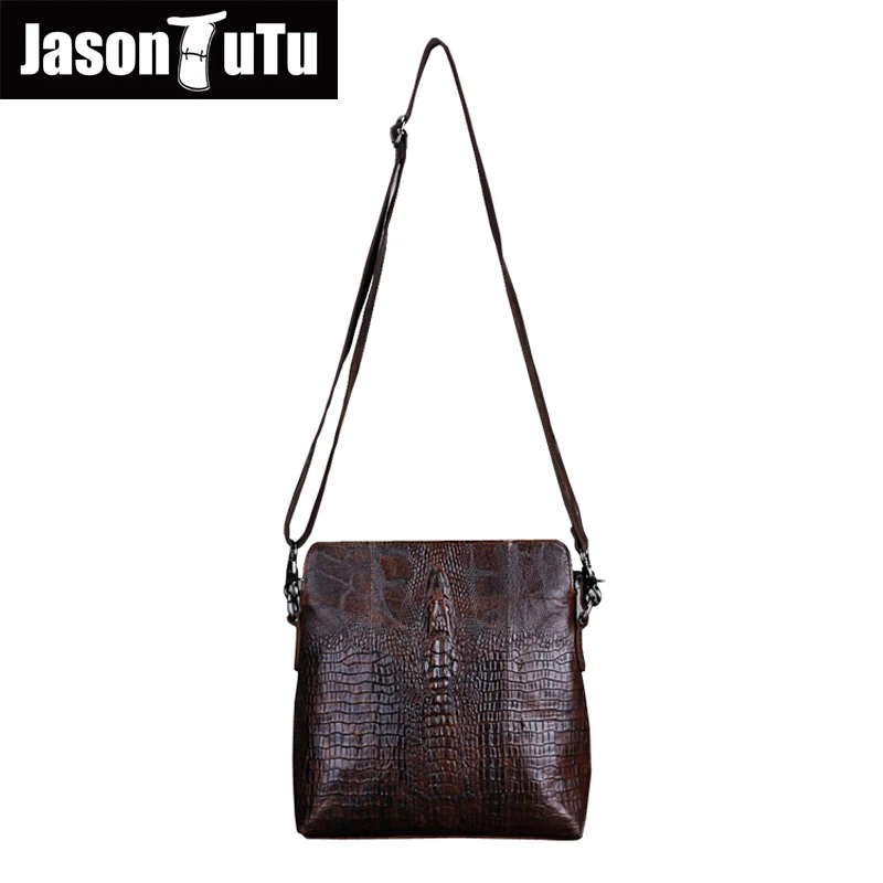 100% сумка из кожи коровы Мужская через плечо с крокодиловым узором секционная