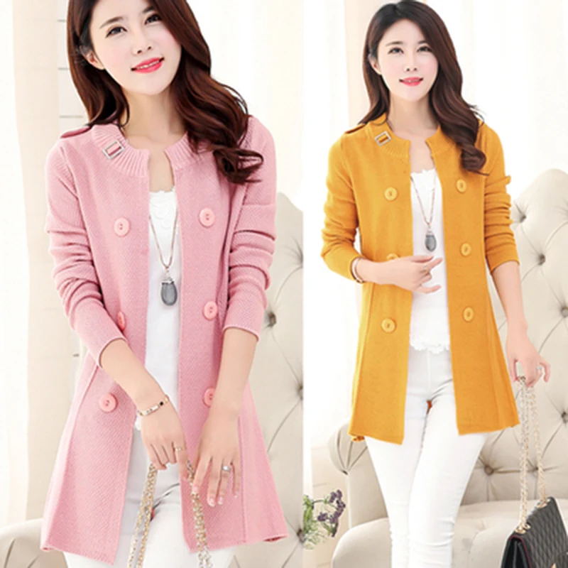 Новинка 2019 весенне-осенний женский свитер кардиган в длинном стиле облегающий