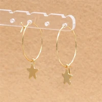 real golden plated 316 stainless steel brief hoop earrings with classical star charms jewelry