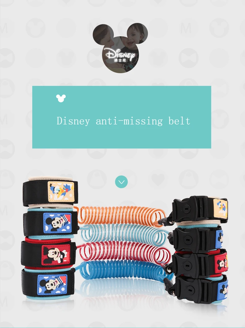 Disney запястье поводок для безопасное обучение ходьбе анти потерял регулируемый поводок веревки напоминание манжета для малышей Прогулка помощник ремень