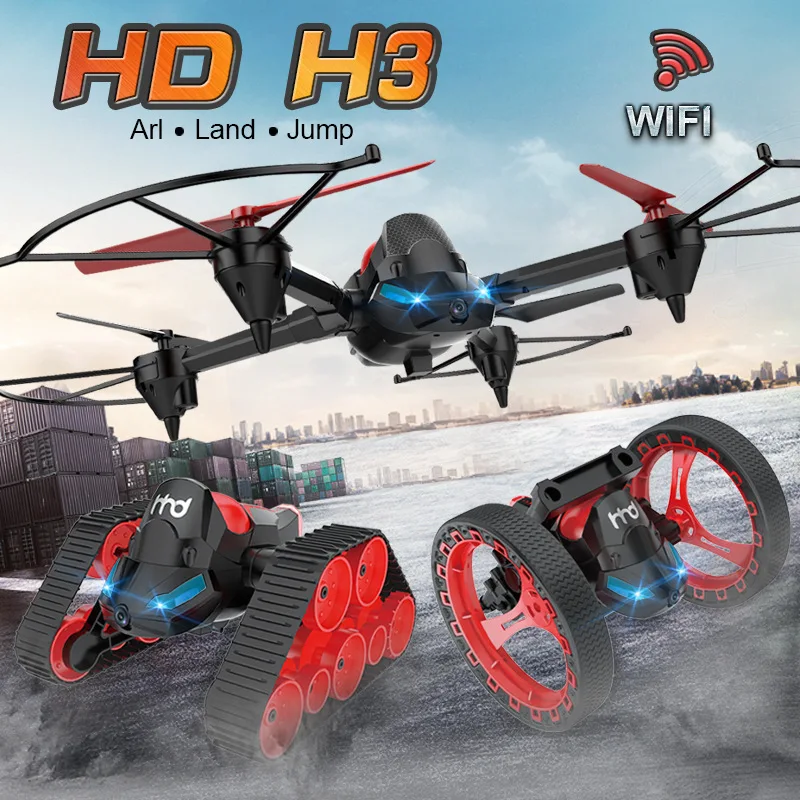 Новый RC Vedio Танк прыгающий автомобиль H3 WIFI FPV DIY 3 в 1 безголовая модель деформация