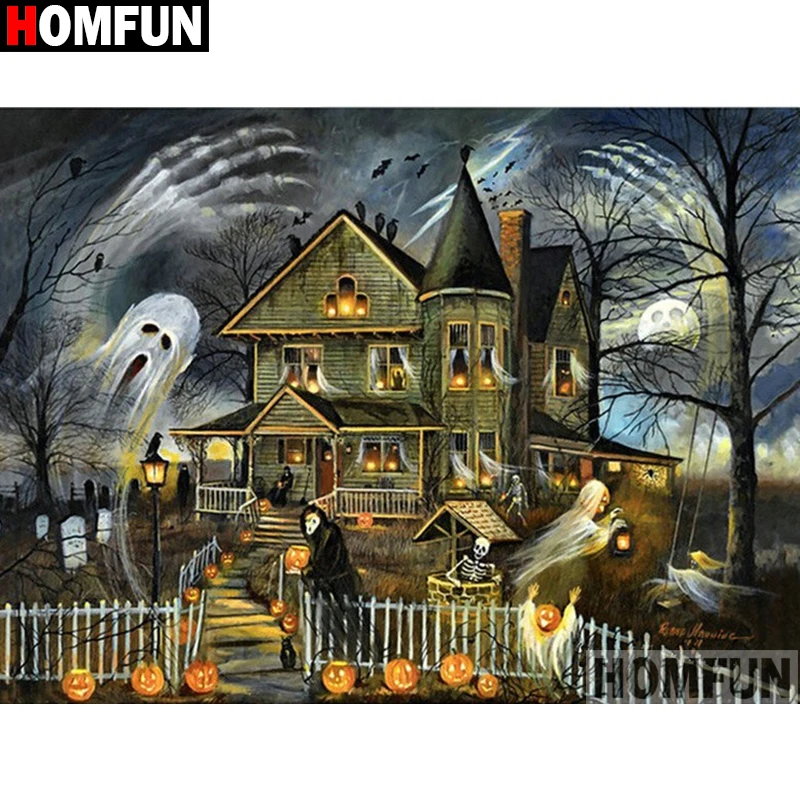 Алмазная картина HOMFUN A16357 Дом с привидениями вышивка крестиком из