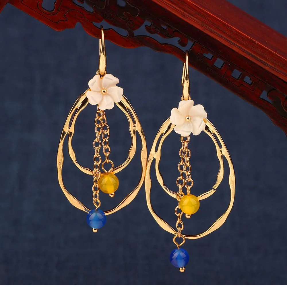 MYWINY модные серьги в форме цветка этнические длинные капли воды винтажные