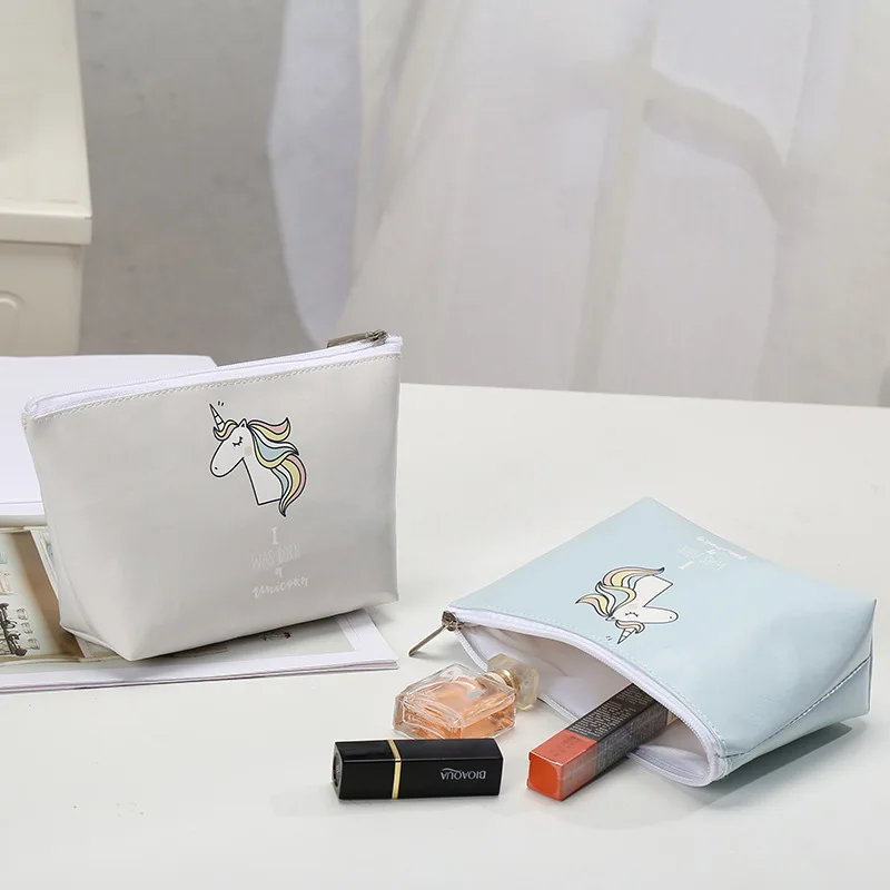 Косметичка с единорогом для женщин вместительный органайзер косметики дорожные