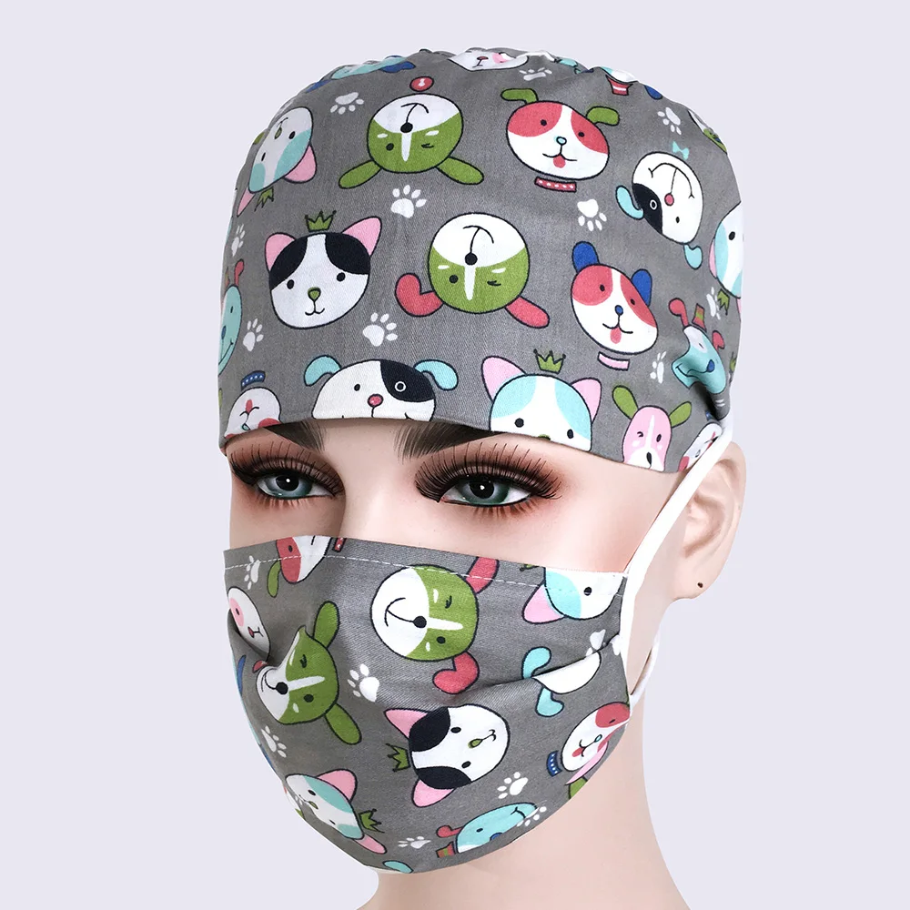 Unisex Medical scrubs nurse uniform Dentistry pharmacist work clothes pet doctor workwear spa uniforms surgical cap+mask women