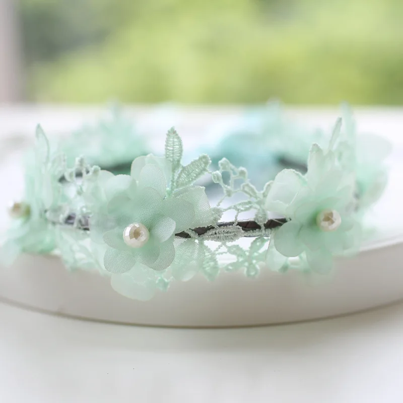 

Korea Lace Flower Crown Head Band Hair Accessories lovely embroidery Headband for Grils Hair Band Hair Bow Princess 4