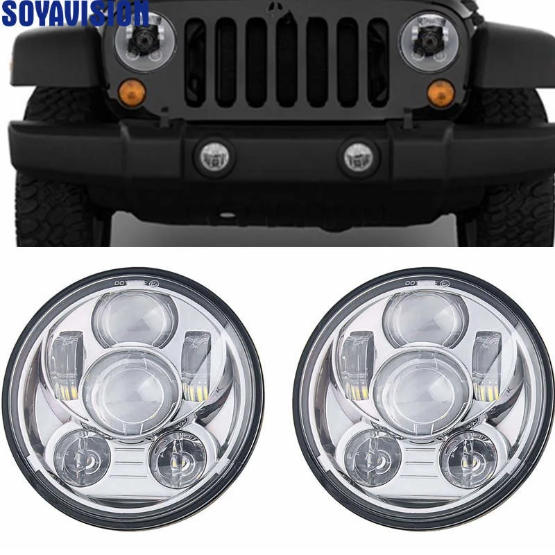 Для Land Rover 90/110 защитник 7 ''черный светодиодный проекционные фары для Jeep Wrangler LJ