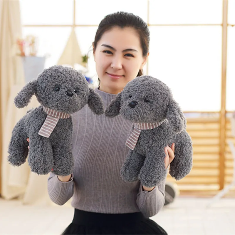 25cm Scarf Tactic dog plush toy poodle dog doll simulation high-end For Children's Gift Kids Toys