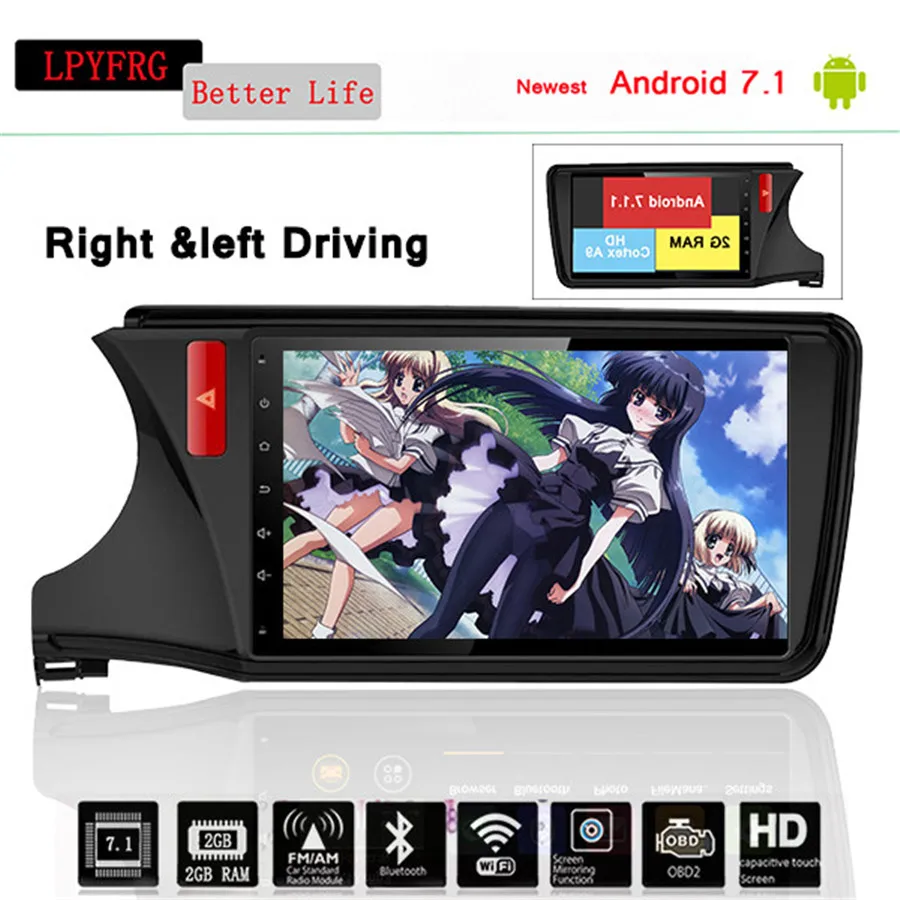 2din 10.1&quot RAM 4GB android 10 Fit HONDA CITY 2014 2016 2015 2017 Manual Auto A/C RHD &amp Left Car DVD Player Navigation GPS Radio |