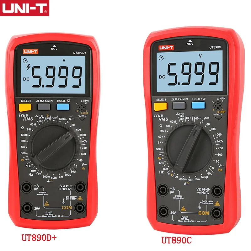 Цифровой мультиметр тестер с ручной настройкой диапазона и подсветкой UT890C UT890D +