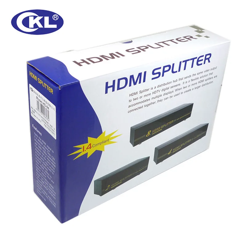 CKL HD-94 High Quality 1*4 4 Port HDMI Splitter Support 1.4V 3D 1080P for PC Monitor images - 6