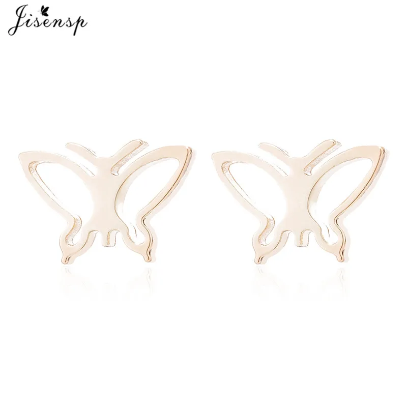 gold earrings Jisensp, золотой браслет с бабочкой для женщин, животные, нержавеющая сталь, звенья цепи, браслеты для девочек, детские ювелирные изделия на каждый день, браслеты - Окраска металла: gold earrings