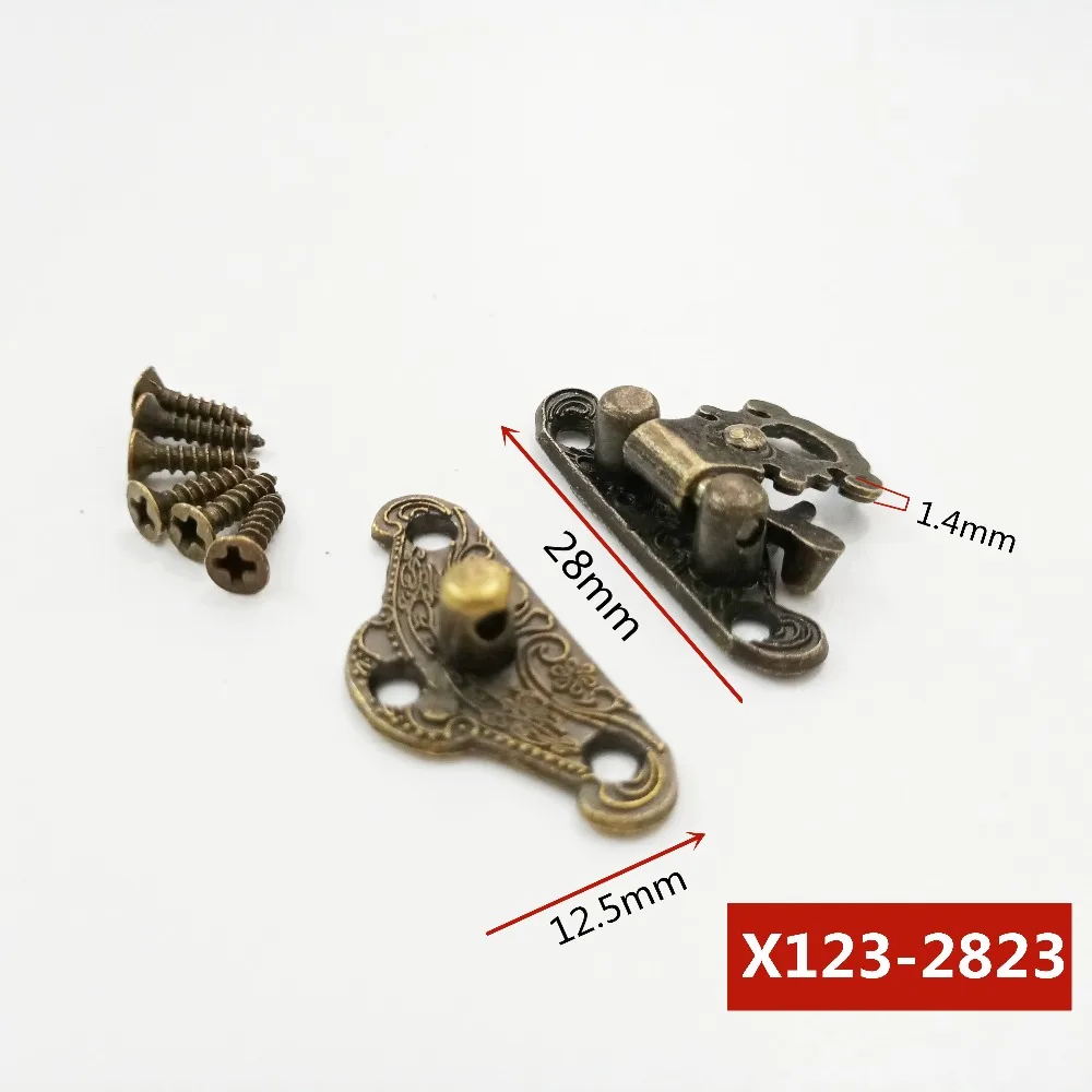 

1 Piece Antique And Vintage Style Decorate Brass Decorative Jewelry Gift Wooden Box Hasp Latch Hook With Screws
