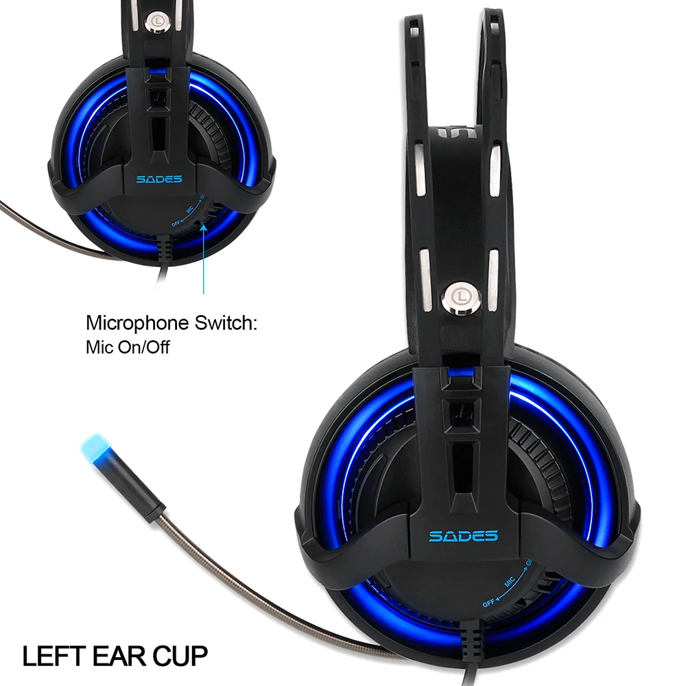 Игровая гарнитура SADES R2 стереозвук наушники для компьютера USB дышащие
