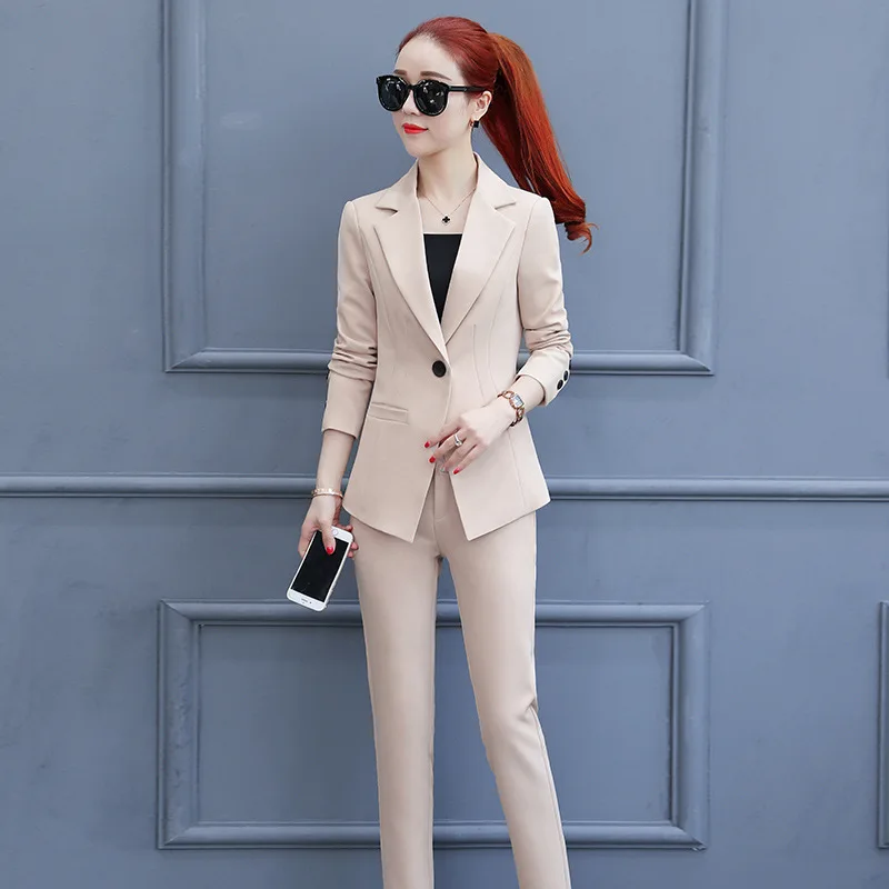 

Women's suit 2019 spring and autumn new fashion slim slimming suit casual pants two sets of professional women's clothing